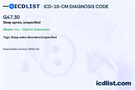 sleep apnea icd 10 unspecified